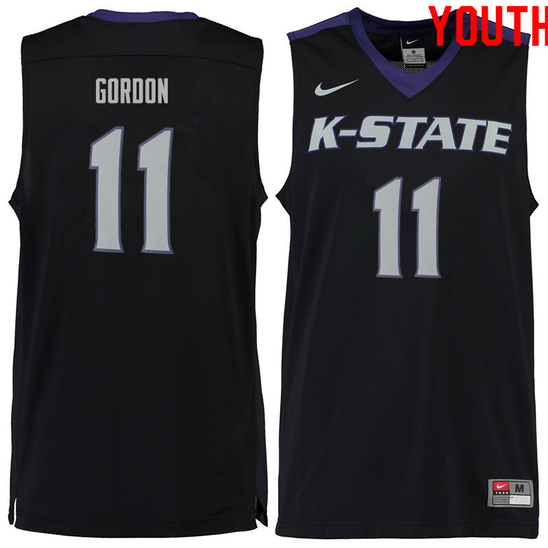 Youth #11 Antonio Gordon Kansas State Wildcats College Basketball Jerseys Sale-Black